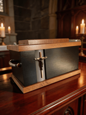 Medinė urna su kryželiu kremavimui