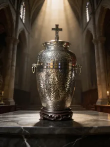 Metalinė urna su kryželiu – tvirta ir elegantiška urna kremuotiems palaikams. Ilgaamžė, sandari, tinkama laidojimui kapinėse ar kolumbariume.